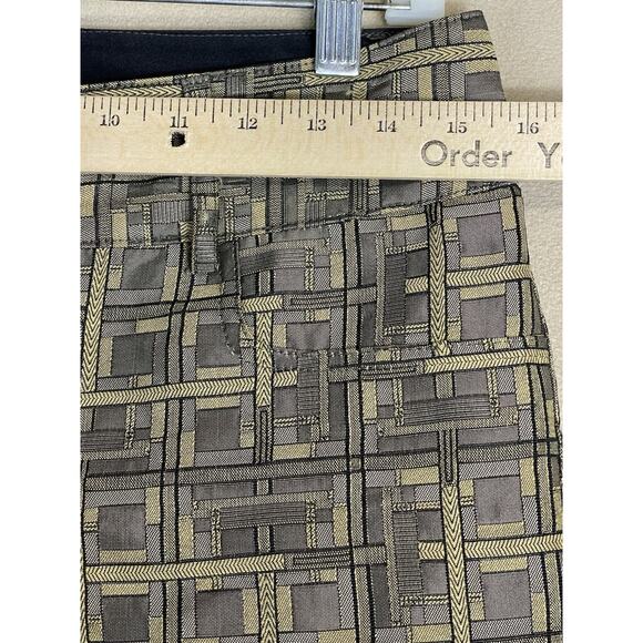 Alice Olivia Pants Womens 4 Gold Flare Leg Mid Rise Regular Fit Stretch Designer - Picture 5 of 13